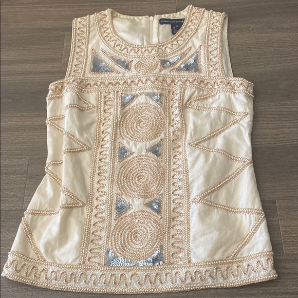 French Connection Beaded and Sequined Cream Top Camisole - Picture 1 of 5